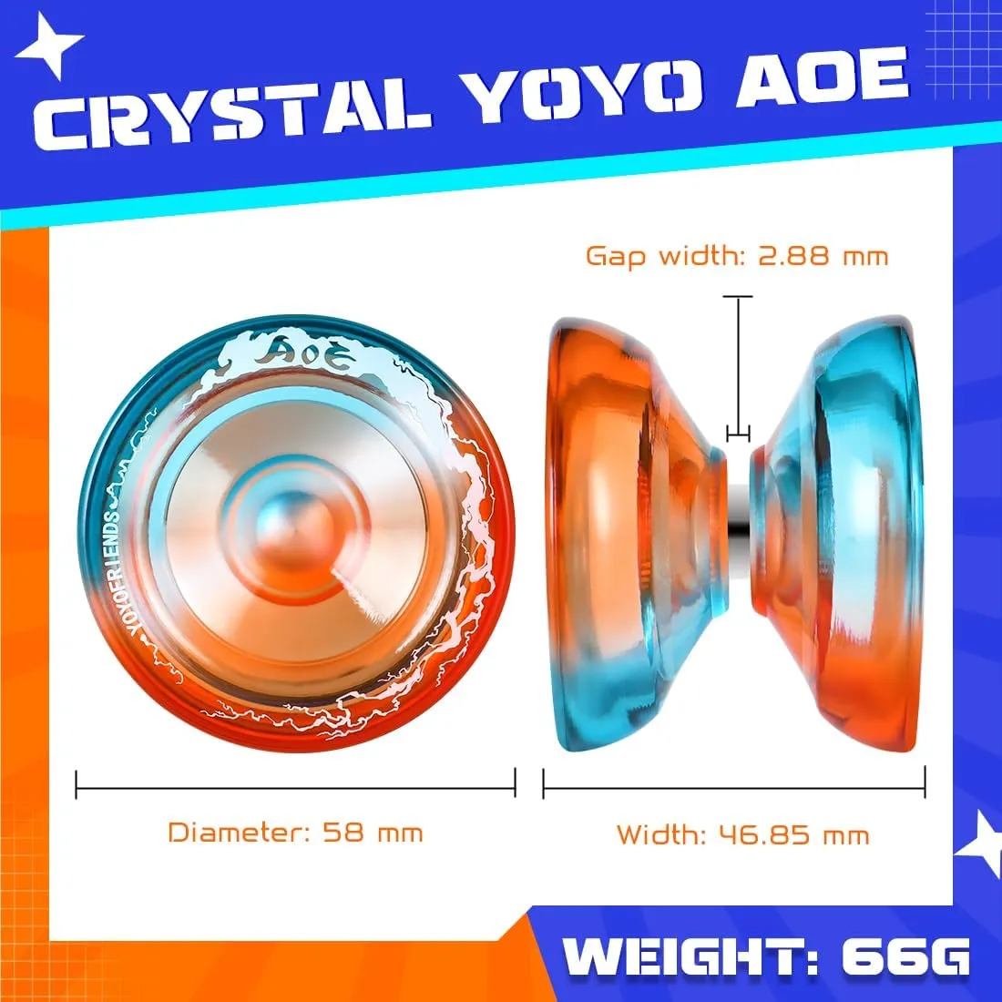 AOE Professional Yoyo for Kids 8-12 or Above, Responsive Yo yo with Deep Finger Holes, Dual Function Trick Yo-yo for Adults, with Unresponsive Bearing, 10 Strings, Case