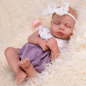 Aori Realistic Reborn Baby Doll 20" Lifelike Sleeping Newborn Girl with Poseable Limbs, Weighted Body, Feeding Set - Collectible Gift for New Moms, Grandparents, Kids 3 