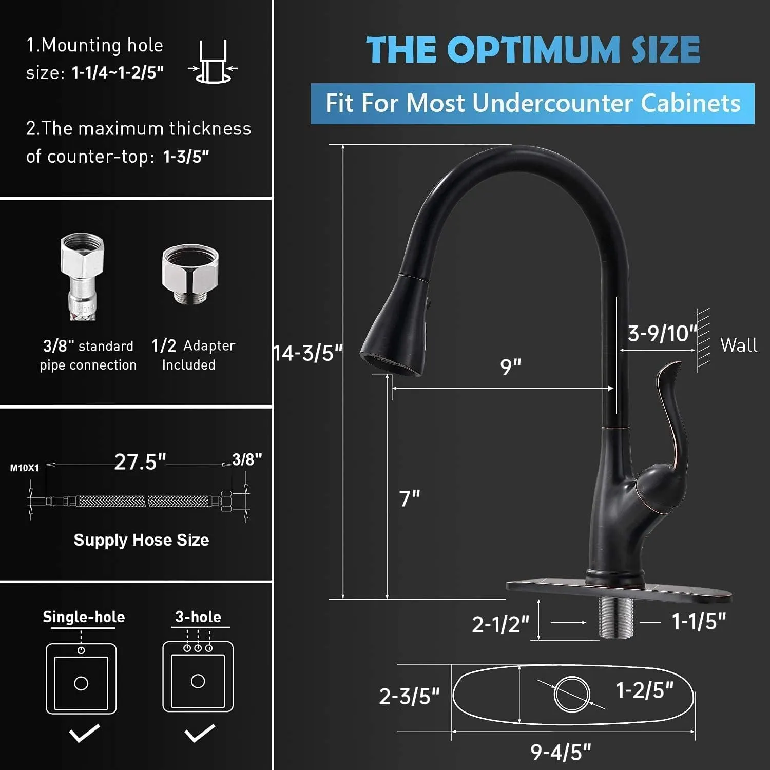 APPASO Patented Pull Down Kitchen Faucet with Soap and Sprayer Oil Rubbed Bronze - Single Handle Antique One Hole High Arc Pull Out Kitchen Sink Faucets and Soap Dispenser Antique Bronze
