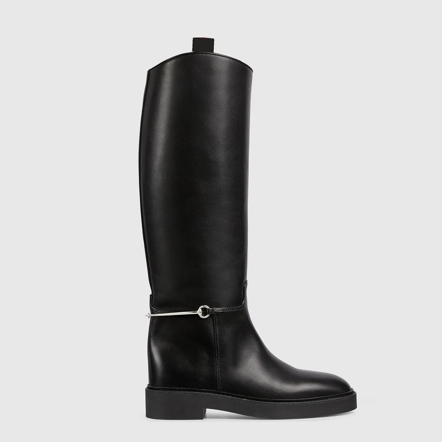 Arqa Women's Slim Classic Silhouette Sophisticated Knee High Boots Almond Toe Pull on Tabs Long Tall Boots Vintage Wide Calf Boots Fashionable Perfectly Narrates Silver-toned Hardware Shoes