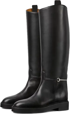 Arqa Women's Slim Classic Silhouette Sophisticated Knee High Boots Almond Toe Pull on Tabs Long Tall Boots Vintage Wide Calf Boots Fashionable Perfectly Narrates Silver-toned Hardware Shoes