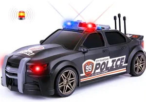 ArtCreativity Police Car Toy - Cop Car 1:20 Scale, Flashing Rooftop Lights and Headlights and Siren, Openable Trunk, and Friction-Powered Motion, Large Police Cars for Kids Ages 4-8