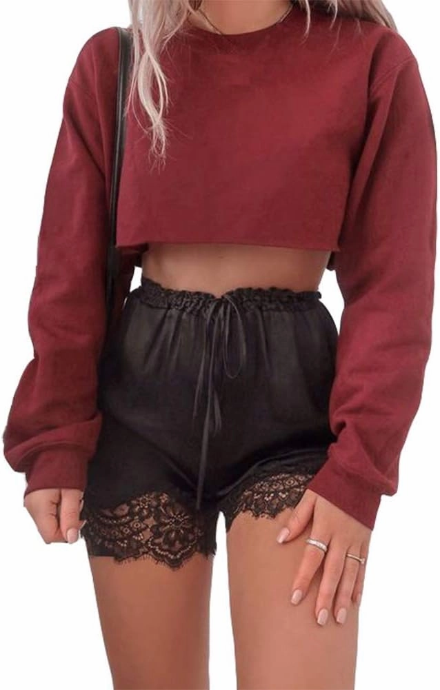 Artfish Women's Crewneck Long Sleeve Crop Tops Workout Casual Pullover Loose Sweatshirts