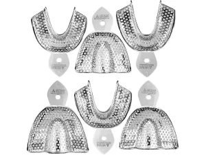ARTMAN INSTRUMENTS Dental Impression Trays – Set of 6 Stainless Steel, Perforated, Autoclavable Trays (Small, Medium, Large) for Upper & Lower Teeth – Durable, Reusable, Rounded Margins for Comfort