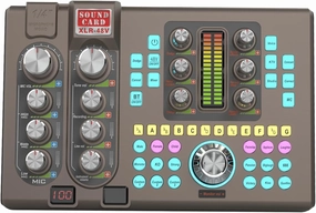 Audio Interface with 48V Phantom Power, Noise Reduction, Customize Sound Pads for Live Streaming, Podcasting, Recording, Gaming, PC, Guitar