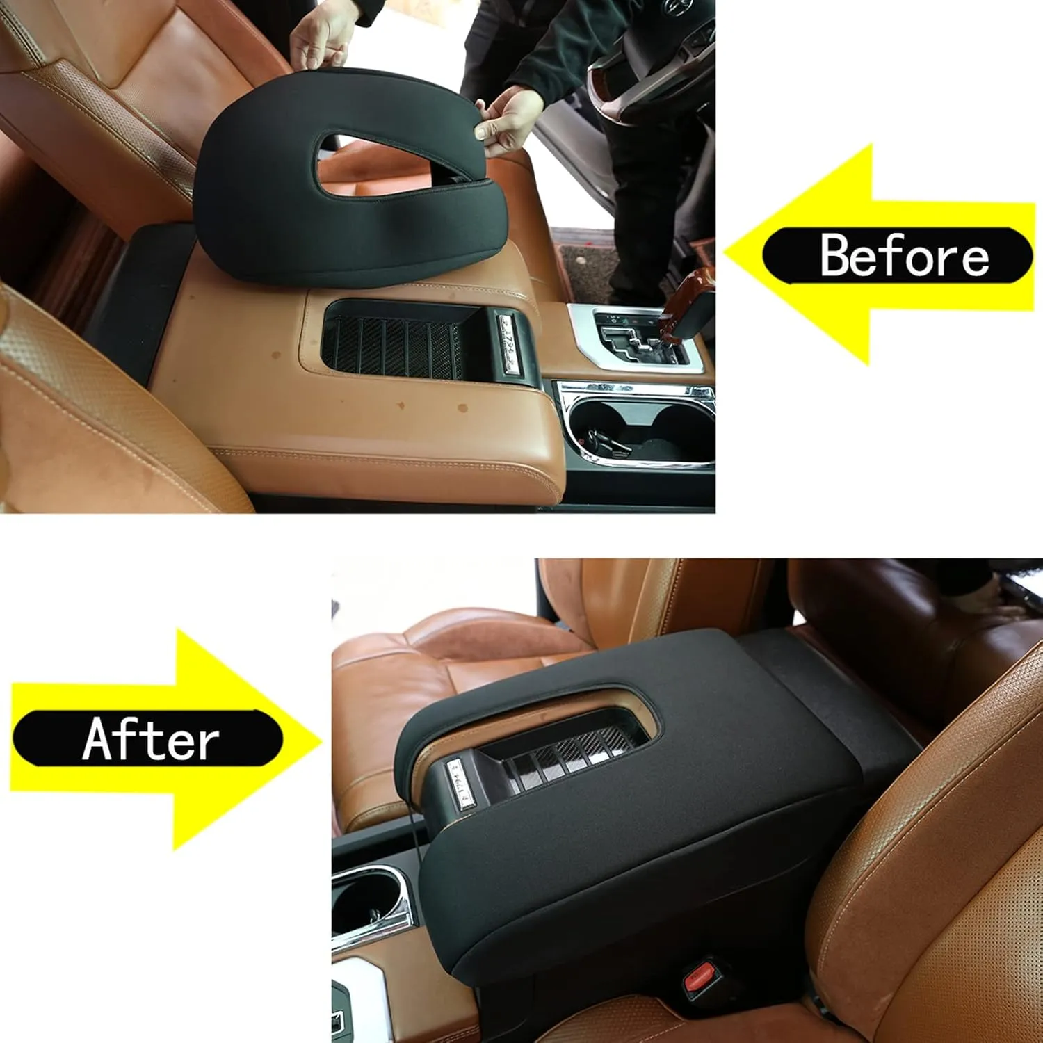 Aunginsy Car Armrest Seat Box Cover Protector Compatible with Toyota Tundra 2007-2020 Center Console Lid Protector Cover Armrest Box Cover Customized Cloth Material Interior Accessories