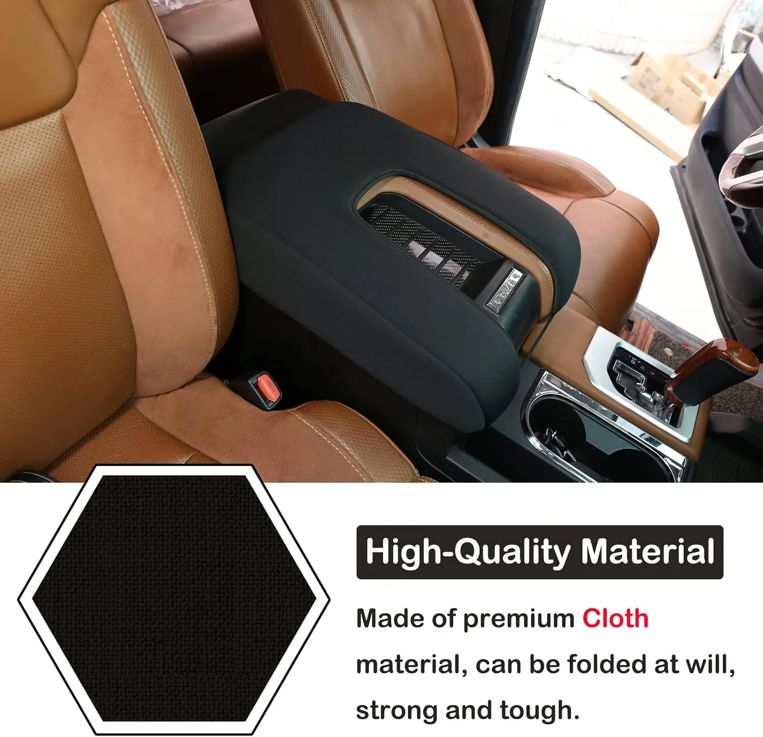 Aunginsy Car Armrest Seat Box Cover Protector Compatible with Toyota Tundra 2007-2020 Center Console Lid Protector Cover Armrest Box Cover Customized Cloth Material Interior Accessories