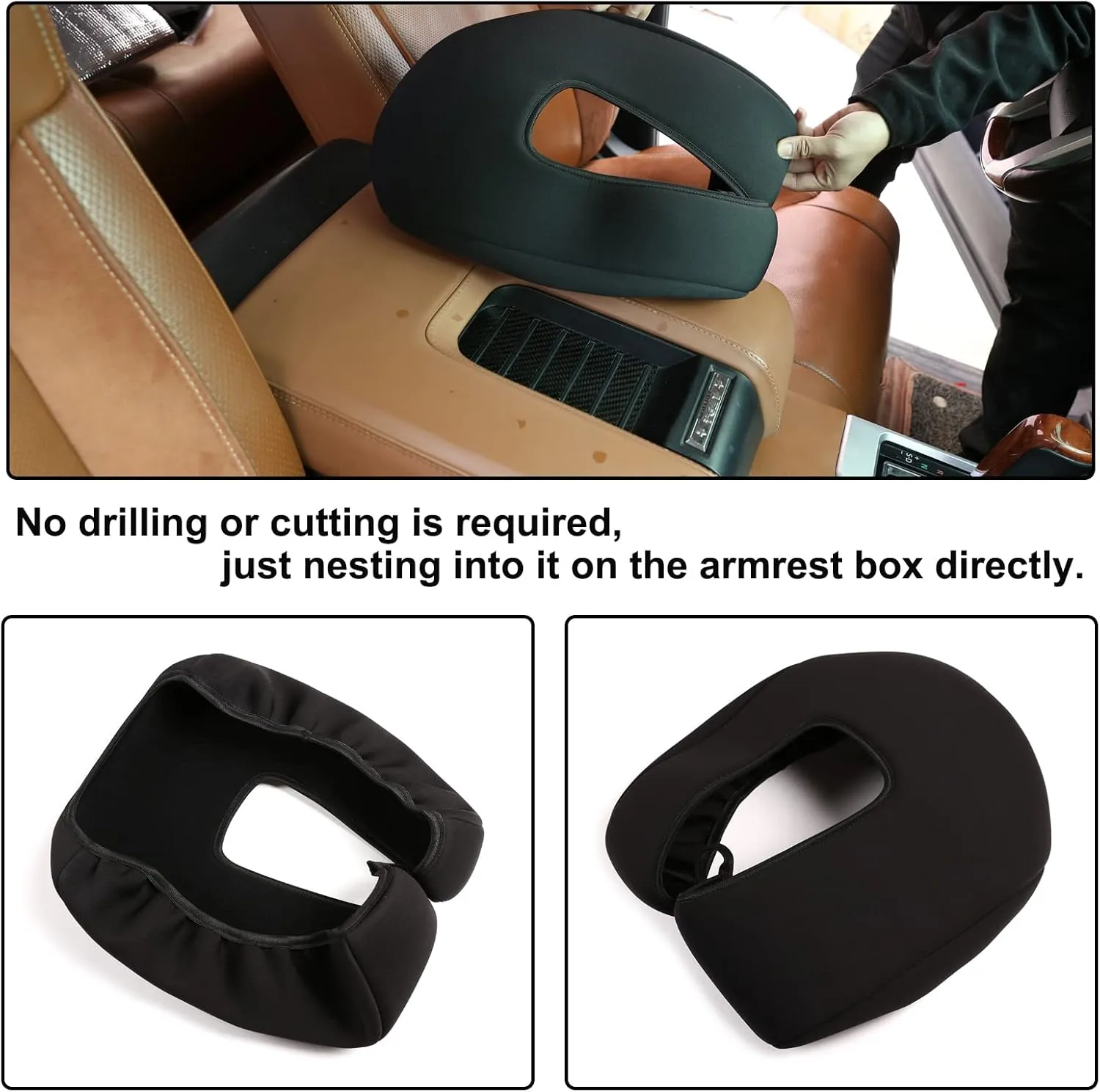 Aunginsy Car Armrest Seat Box Cover Protector Compatible with Toyota Tundra 2007-2020 Center Console Lid Protector Cover Armrest Box Cover Customized Cloth Material Interior Accessories