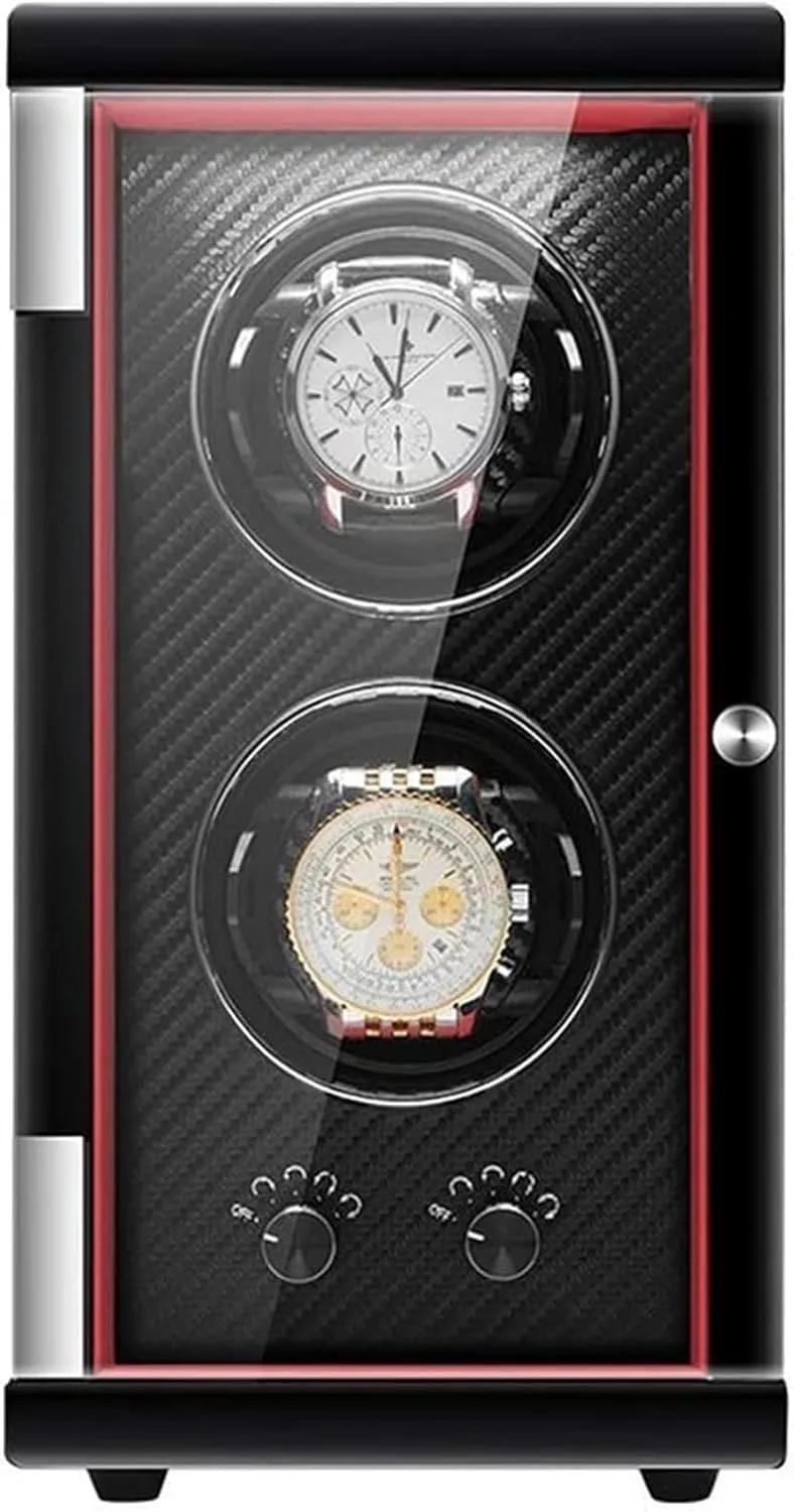 Automatic Double Watch Winder Box Flexible Watch Pillows Wood Shell Piano Paint Finish Quiet Motor Accessories