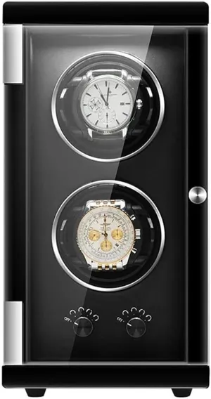 Automatic Double Watch Winder Box Flexible Watch Pillows Wood Shell Piano Paint Finish Quiet Motor Accessories