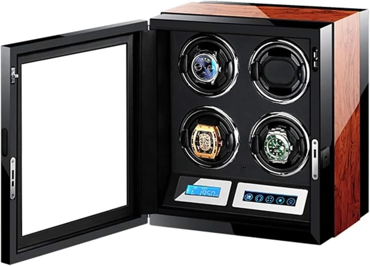 Automatic Watch Winder with Remote Control Watch Display Box LCD Touch Screen Flexible Watch Pillows Built-in Led Light Accessories,