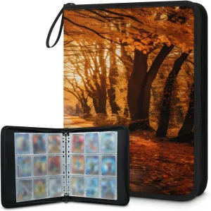 Autumn Road 3 Ring Trading Zipper Binder Strap, Trading Card Binder 9 Pocket, 900 Pockets Card Holder with 50 Removable Sleeves for Game Cards