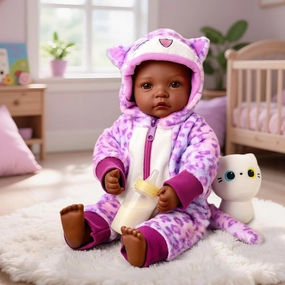 BABESIDE Lifelike Black Baby Doll – 17 Inch Cute African American Newborn Dolls with Soft Body and Accessories, Realistic Baby Doll for Kids Age 3 , Gift & Collectible