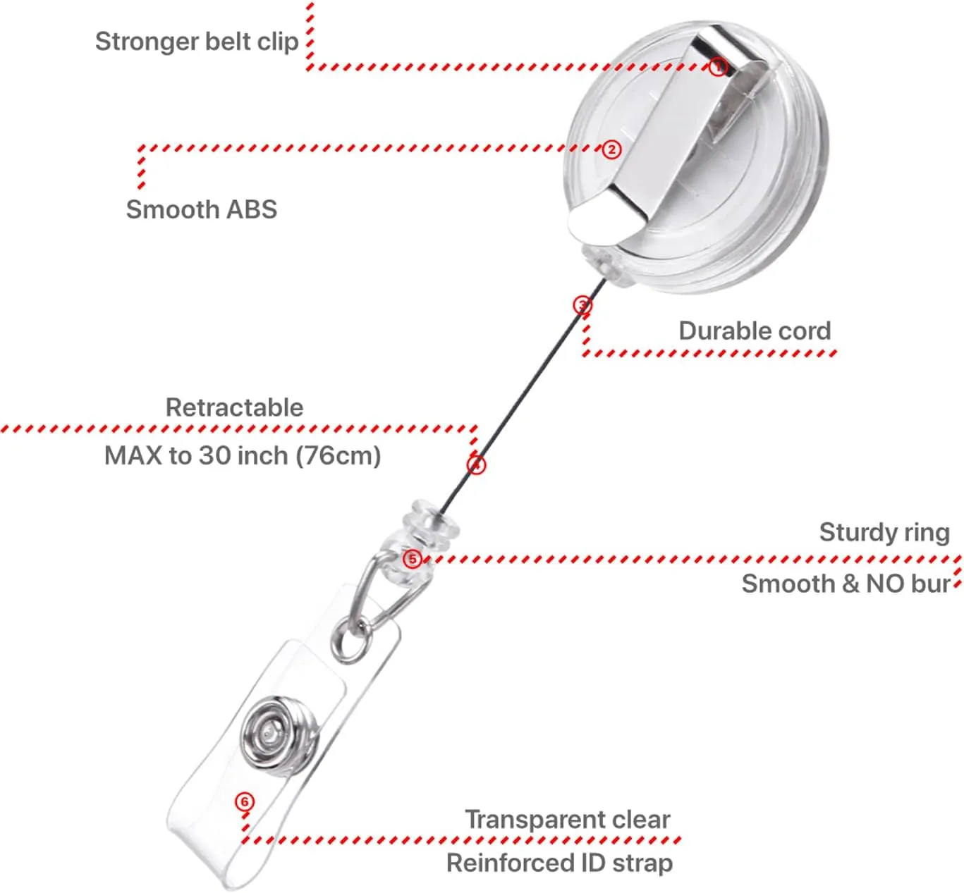 Badge Reel, Retractable Badge Holder with Belt Clip for ID Name Card (Clear Translucent, 25 Pack)