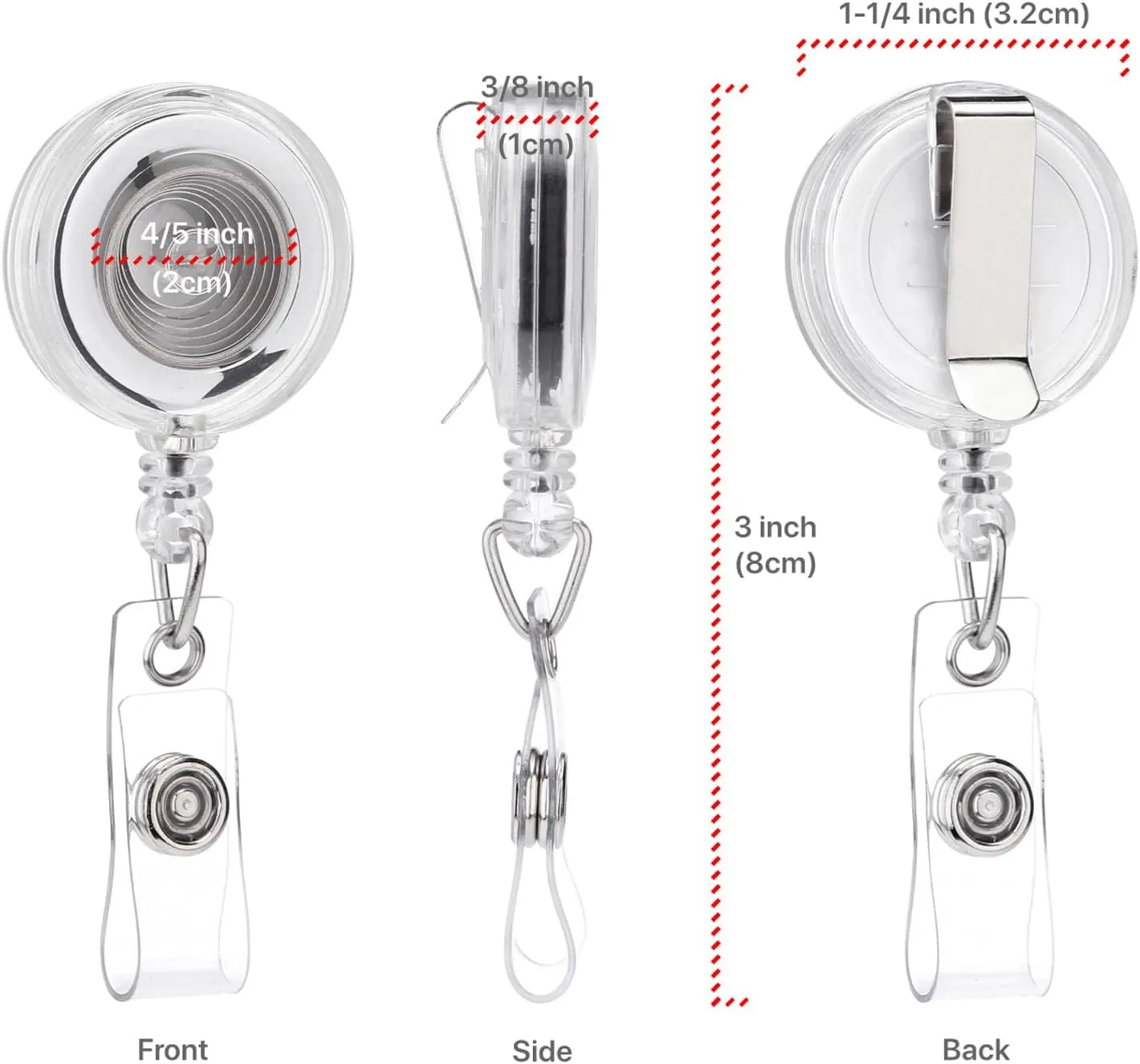 Badge Reel, Retractable Badge Holder with Belt Clip for ID Name Card (Clear Translucent, 25 Pack)