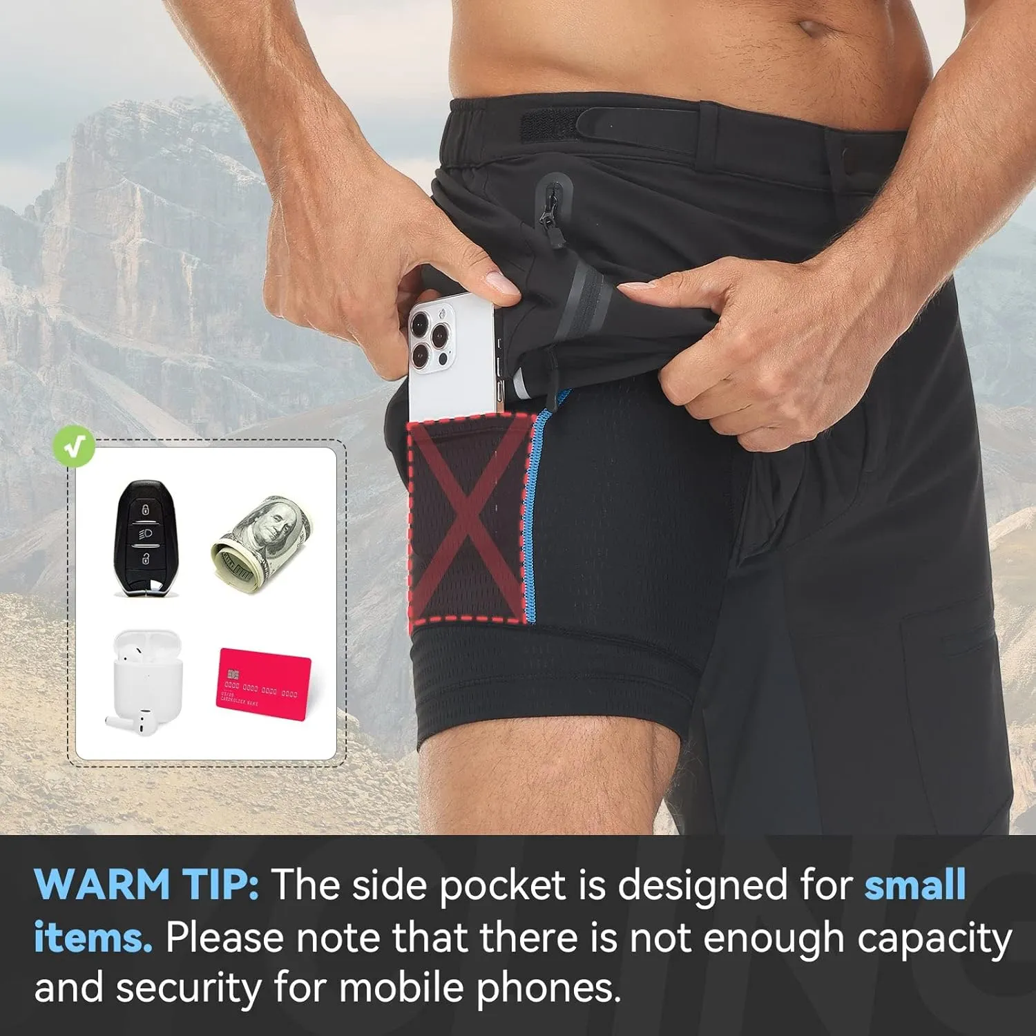 baleaf Men's Cycling Underwear 4D Padded Bike Shorts Pocket Mountain Bike Liner Bicycle Gear