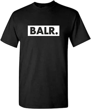 Balr Soccer Fan Letter Black T-Shirt Casual Crew Neck Sleeve Men's Short Sleeve Tee Top