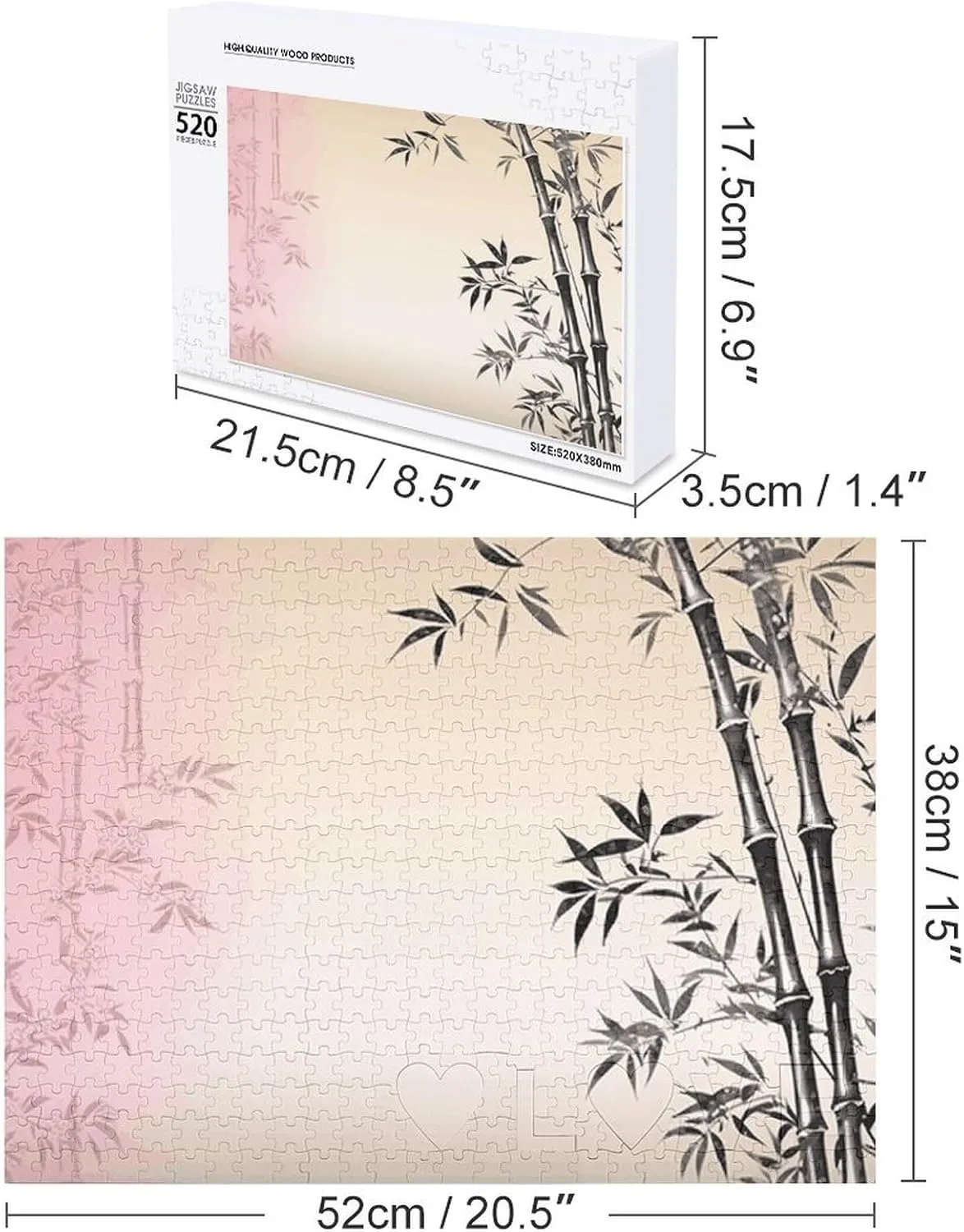 Bamboo and Tree Zen Puzzles 520 Pieces Personalized Jigsaw Puzzles Bamboo and Tree Zen Photo Puzzle Challenging Picture Puzzle for Adults Personaliz Jigsaw with Storage Bag (20.5" X 15")