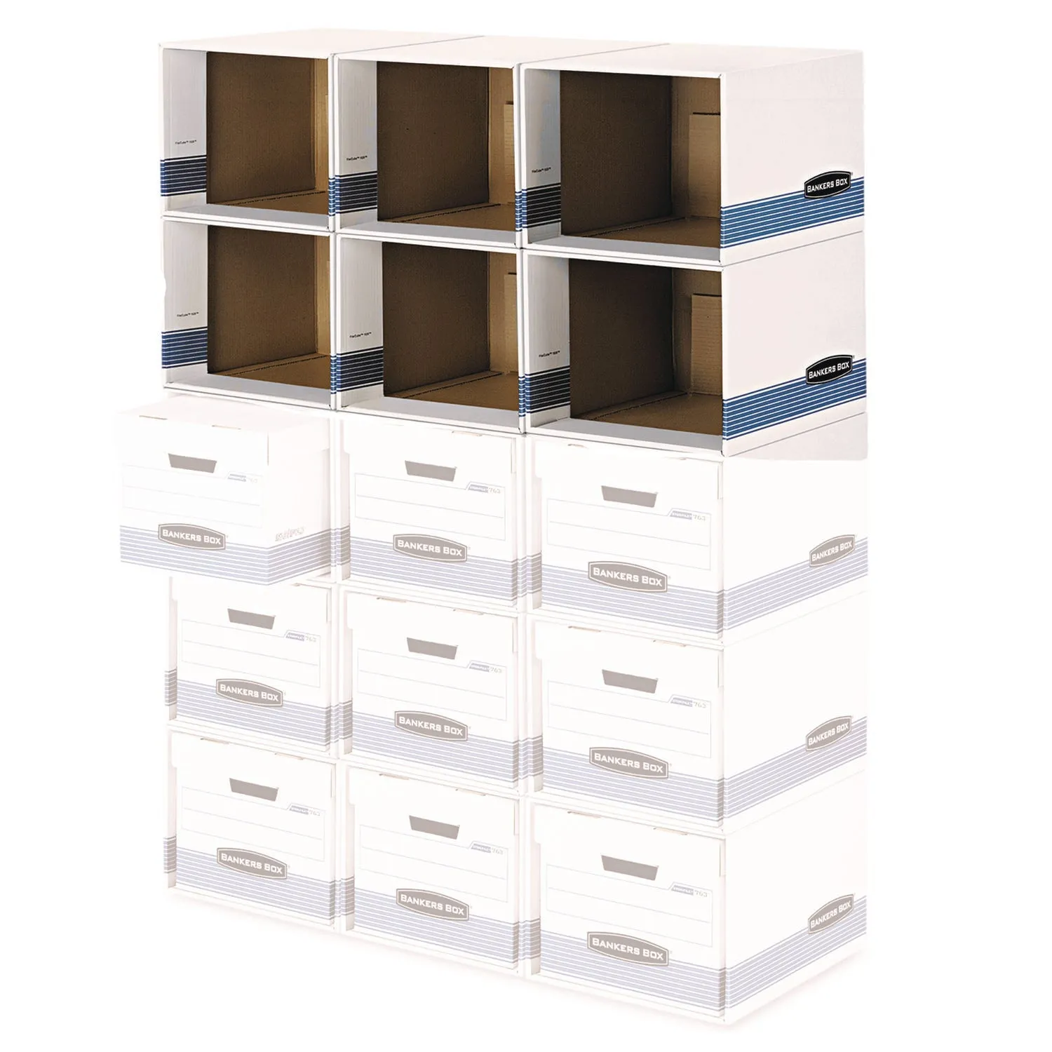 Bankers Box® File/cube Box Shell, Legal/letter, 23.75 X 19.75, White/blue, 6/carton
