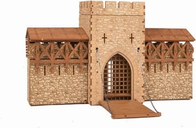 Barbican-Castle Gatehouse -3D Wooden Puzzle -28mm Scale Model Building Kit for Adults, Architecture & Engineering Assembly Set, Tabletop Miniature Terrain Kit(270 Pieces) -Weathered