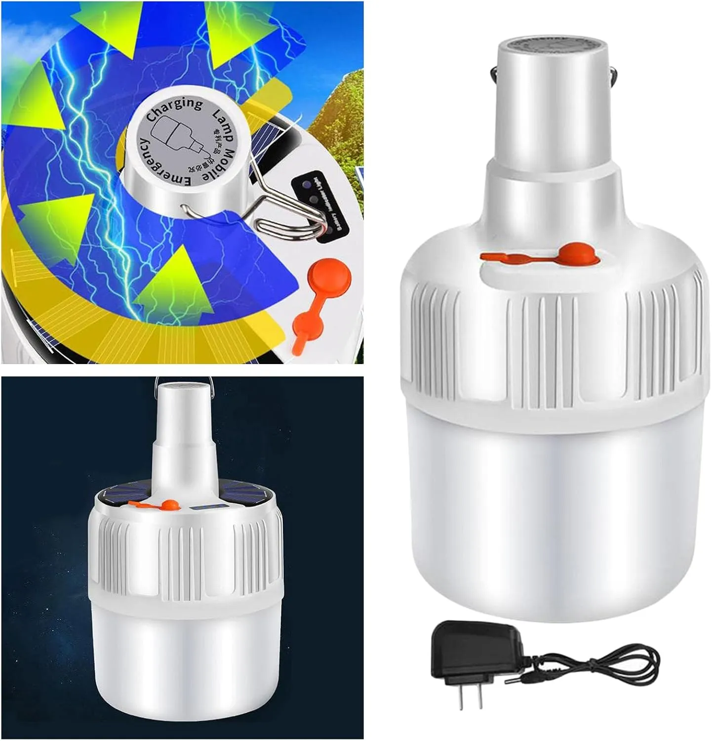barenx Portable LED Camping Lantern Rechargeable, Waterproof Emergency LED Light with Hanging Hook - US Adapter