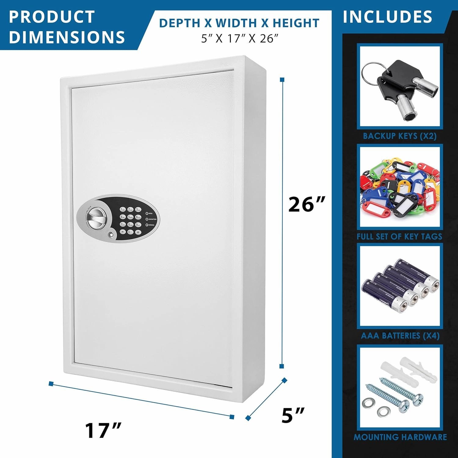 Barska Digital Electronic Keypad Lock Wall Mount Key Cabinet Safe Ideal for Home Hotels Schools & Businesses