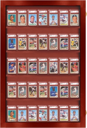 Baseball Card Display Case - 35 Graded Sports Card Display Frame Lockable - PSA Graded Card Case with UV Protection - Pokemon Card Display for Football & Basketball