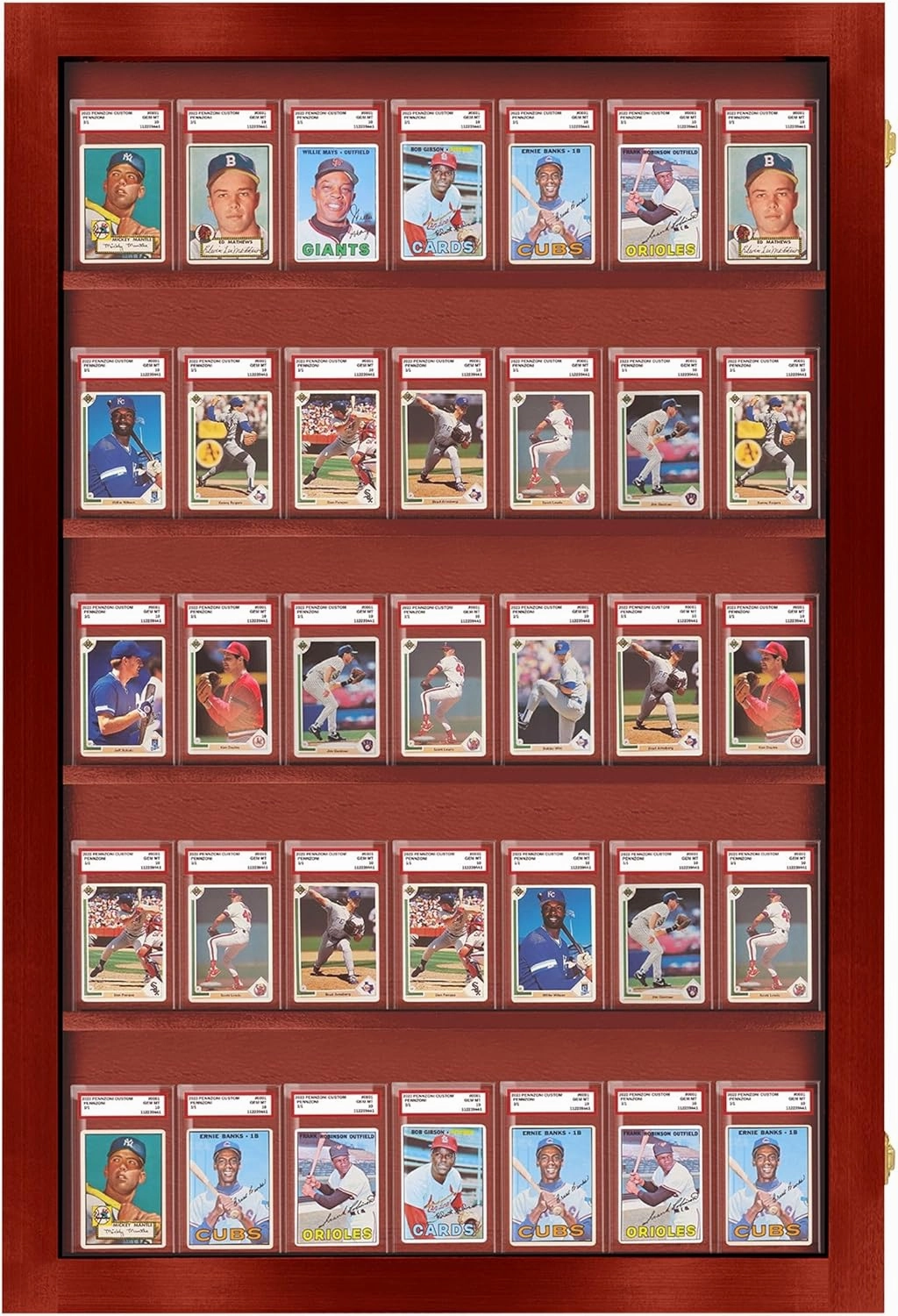Baseball Card Display Case - 35 Graded Sports Card Display Frame Lockable - PSA Graded Card Case with UV Protection - Pokemon Card Display for Football & Basketball