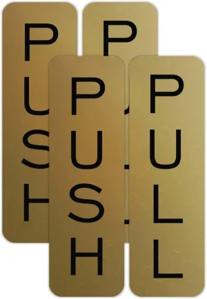 Basic Vertical Push Pull Door Sign (Brushed Gold) - Medium 2 Pack