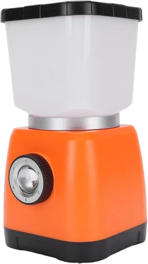 Battery Powered Camping Light, Hand Cranked Self Generating Electricity Rechargeable Camping Lantern Dual Light Source Portable Hook for Outdoor (Orange)
