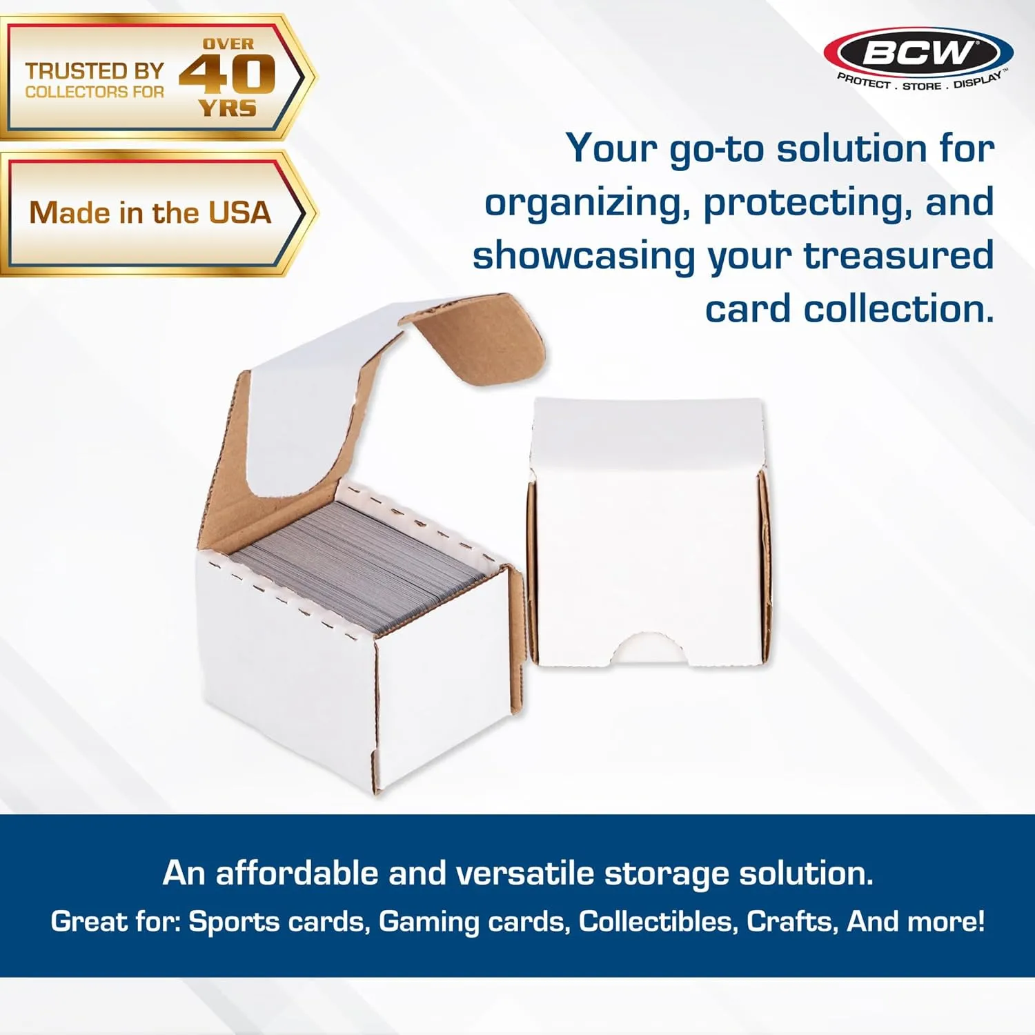 BCW 100-Count Trading Card Storage Box | Cardboard Organizer for Baseball, Basketball, Football, MTG, and Pokemon Cards | Assembly Required | 10 Pack
