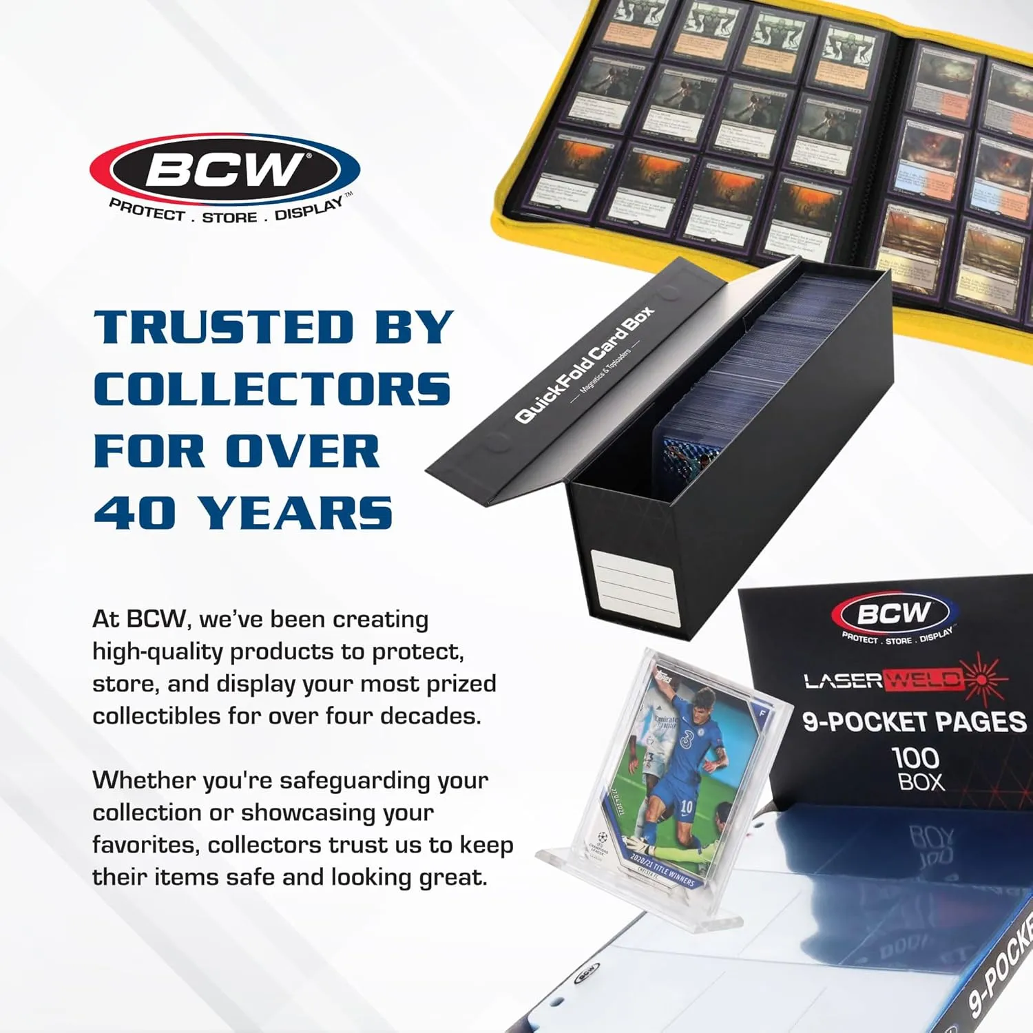 BCW 300 Count Trading Card Storage Box -10ct | Cardboard Organizer for Baseball, Basketball, Football Cards, MTG, Pokemon | Card Game Storage & Protection | Card Storage Box | Assembly Required