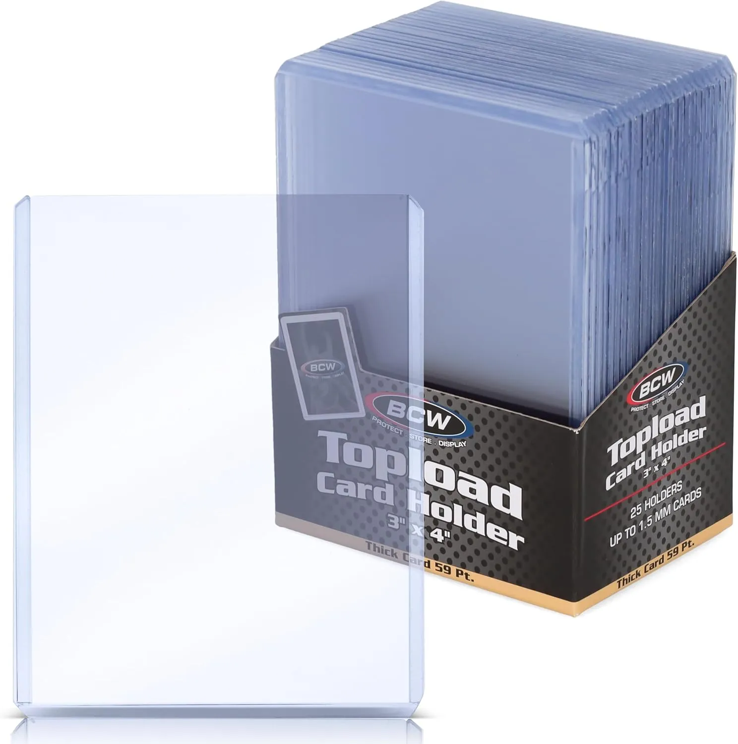 BCW 59 PT Thick Card Top Loaders | Protective Thick Toploaders for Trading Cards Up to 59PT | Rigid Card Toploader for Memorabilia & Collectibles | 100 Pack