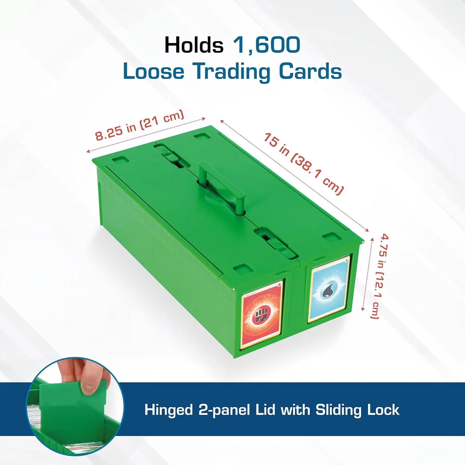 BCW Collectible Card Bin - Holds up to 1600 Cards | Large Card Storage Box for Loose Trading Cards | Pokemon, MTG, and Sports Card Storage Boxes | Sorting Card Box (Green, Single)