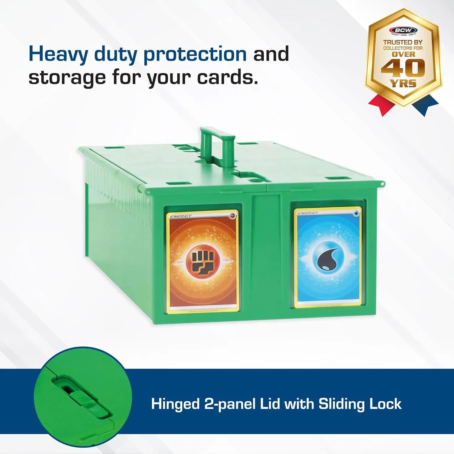 BCW Collectible Card Bin - Holds up to 1600 Cards | Large Card Storage Box for Loose Trading Cards | Pokemon, MTG, and Sports Card Storage Boxes | Sorting Card Box (Green, Single)