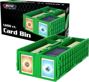 BCW Collectible Card Bin - Holds up to 1600 Cards | Large Card Storage Box for Loose Trading Cards | Pokemon, MTG, and Sports Card Storage Boxes | Sorting Card Box (Green, Single)