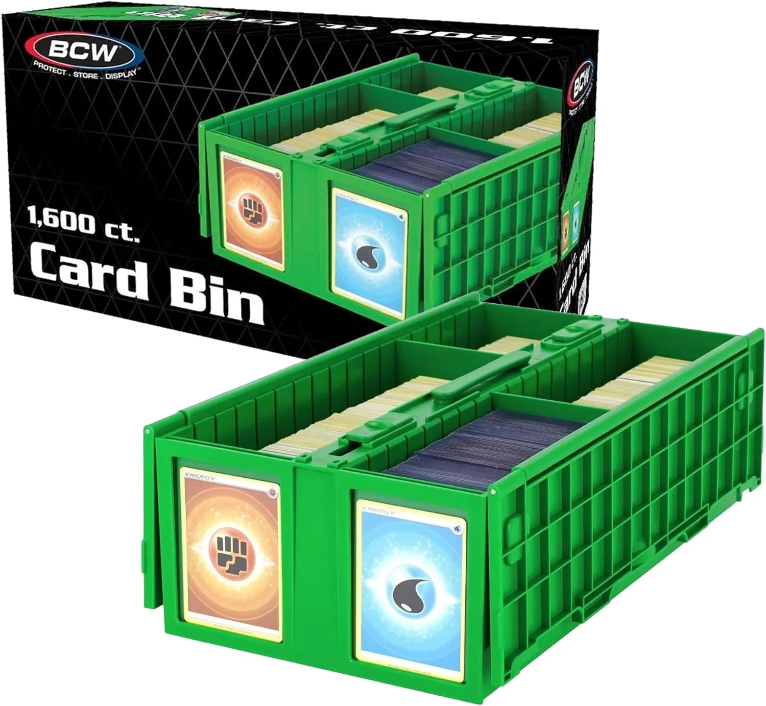 BCW Collectible Card Bin - Holds up to 1600 Cards | Large Card Storage Box for Loose Trading Cards | Pokemon, MTG, and Sports Card Storage Boxes | Sorting Card Box (Green, Single)