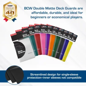 BCW Deck Guard - Double Matte Black Card Sleeves | Acid-Free, Archival-Safe, No PVC | Anti-Glare Matte Finish | Fits Standard 2½" x 3½" Game Cards | Durable Deck Protector Sleeves | 300 Ct