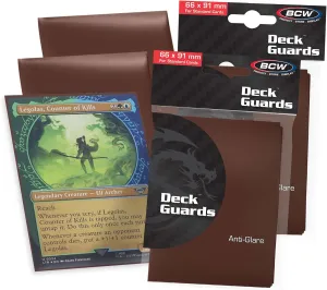 BCW Deck Guard - Double Matte Brown Card Sleeves | Acid-Free, Archival-Safe, No PVC | Anti-Glare Matte Finish | Fits Standard 2½" x 3½" Game Cards | Durable Deck Protector Sleeves | 100 Ct