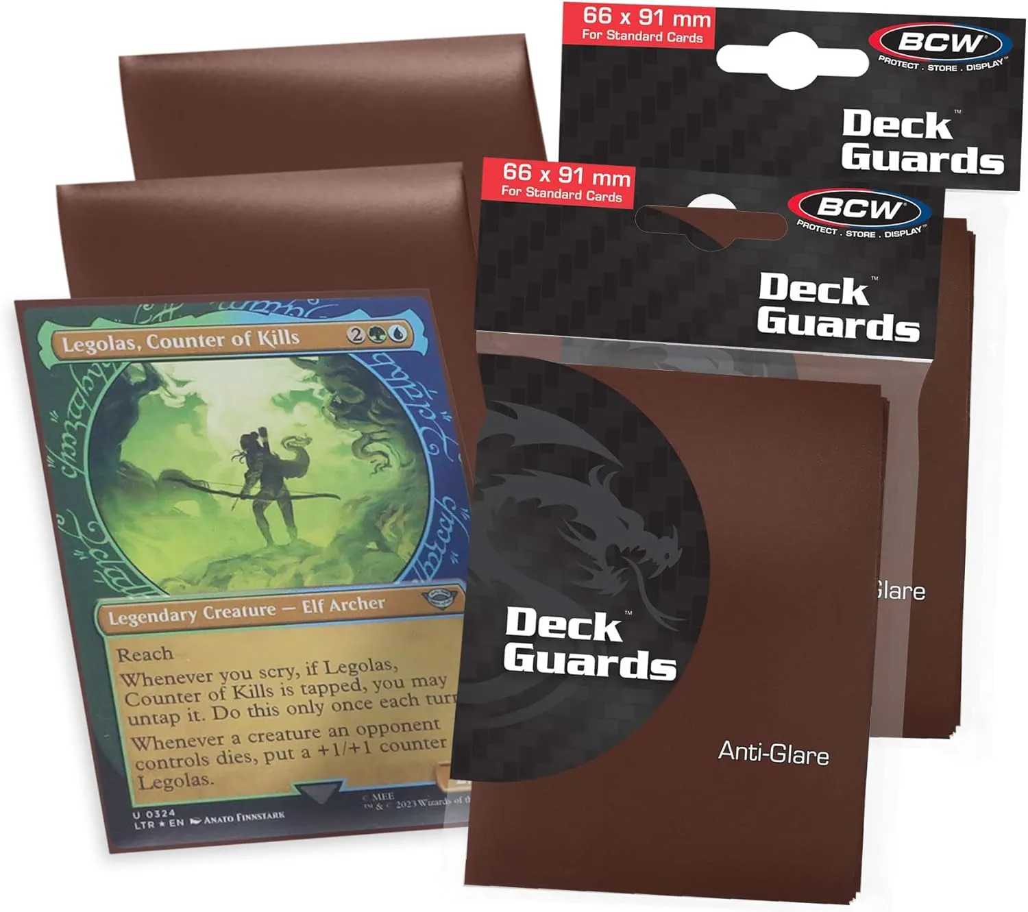 BCW Deck Guard - Double Matte Brown Card Sleeves | Acid-Free, Archival-Safe, No PVC | Anti-Glare Matte Finish | Fits Standard 2½" x 3½" Game Cards | Durable Deck Protector Sleeves | 100 Ct