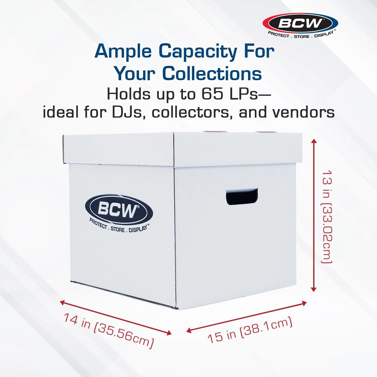 BCW 33 RPM Vinyl Record Storage Box - Stackable, Double Thickness, Holds 65 LPs | 5 ct