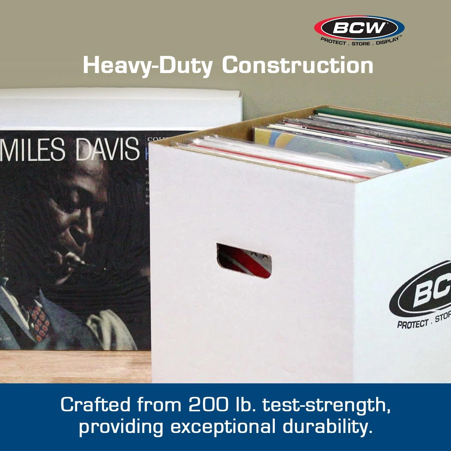 BCW 33 RPM Vinyl Record Storage Box - Stackable, Double Thickness, Holds 65 LPs | 5 ct