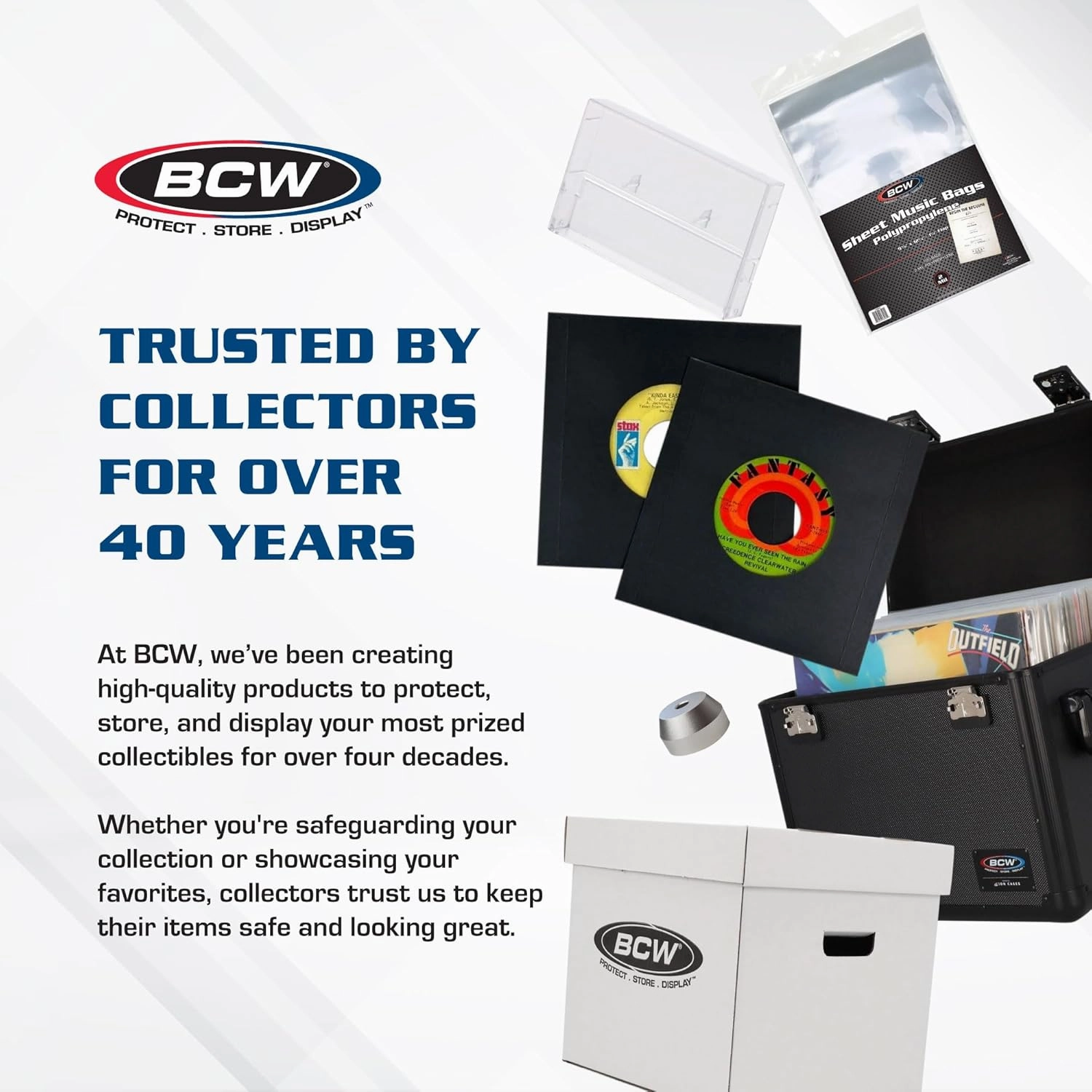 BCW 33 RPM Vinyl Record Storage Box - Stackable, Double Thickness, Holds 65 LPs | 5 ct