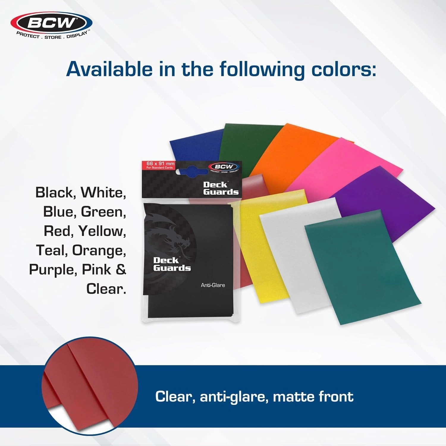 BCW Deck Guard - Double Matte 500 Count Box (10 Packs of 50 Sleeves) | Acid-Free, No PVC | Fits 2.5" x 3.5" Game Cards | Archival Safe Sleeves for Card Protection (Red)