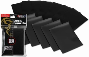 BCW Deck Guard - Double Matte Black Card Sleeves | Acid-Free, Archival-Safe, No PVC | Anti-Glare Matte Finish | Fits Standard 2½" x 3½" Game Cards | Durable Deck Protector Sleeves | 300 Ct