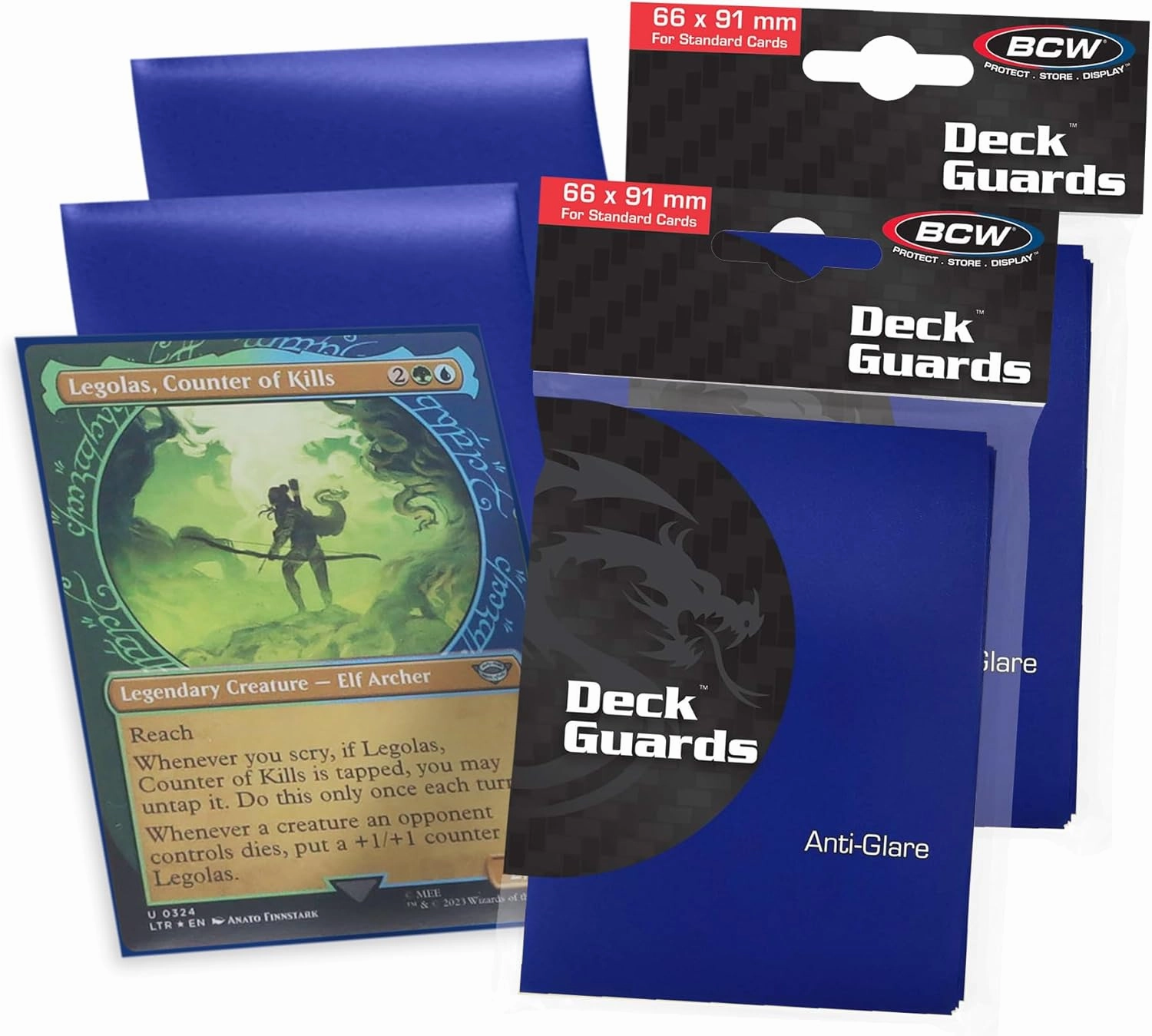 BCW Deck Guard - Double Matte Blue Card Sleeves | Acid-Free, Archival-Safe, No PVC | Anti-Glare Matte Finish | Fits Standard 2½" x 3½" Game Cards | Durable Deck Protector Sleeves | 100 Ct