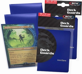 BCW Deck Guard - Double Matte Blue Card Sleeves | Acid-Free, Archival-Safe, No PVC | Anti-Glare Matte Finish | Fits Standard 2½" x 3½" Game Cards | Durable Deck Protector Sleeves | 100 Ct