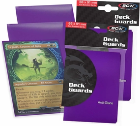 BCW Deck Guard - Double Matte Purple Card Sleeves | Acid-Free, Archival-Safe, No PVC | Anti-Glare Matte Finish | Fits Standard 2½" x 3½" Game Cards | Durable Deck Protector Sleeves | 100 Ct