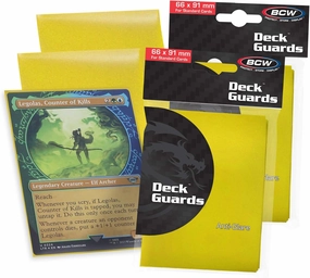 BCW Deck Guard - Double Matte Yellow Card Sleeves | Acid-Free, Archival-Safe, No PVC | Anti-Glare Matte Finish | Fits Standard 2½" x 3½" Game Cards | Durable Deck Protector Sleeves | 100 Ct