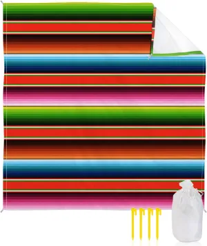 Beach Blanket, Colorful Mexico Stripes Sandproof Waterproof Outdoor Mat Quick Drying Beach Accessories for Vacation Holiday Picnic Camping, 79"x83" for 1-4 Adults